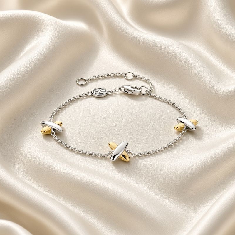 Mixed Metal X Bracelet