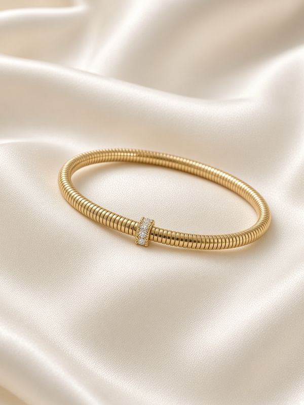 Stretch Gold Bracelet with Diamond Accent Stretch Gold Bracelet with Diamond Accent