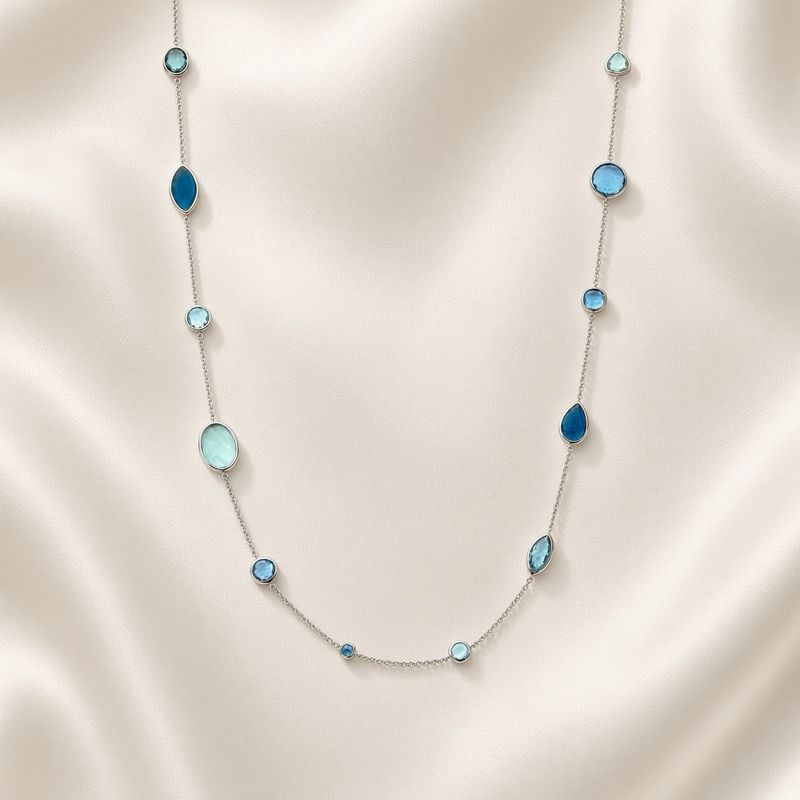 Long Necklace with Blue Stones