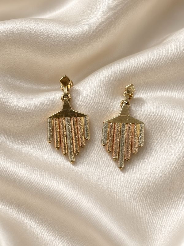 Tri-Color Graduated Bar Earrings