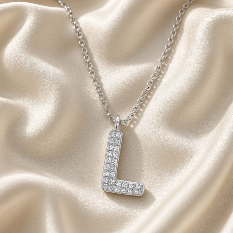 Pavé Bubble Initial L Necklace