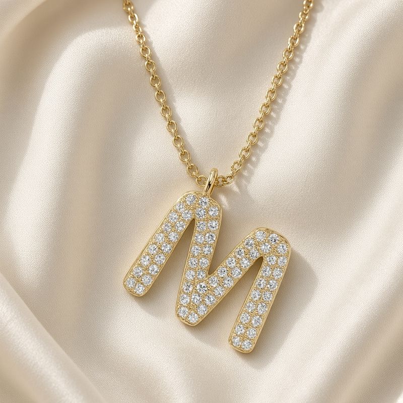 Pavé Initial M Necklace