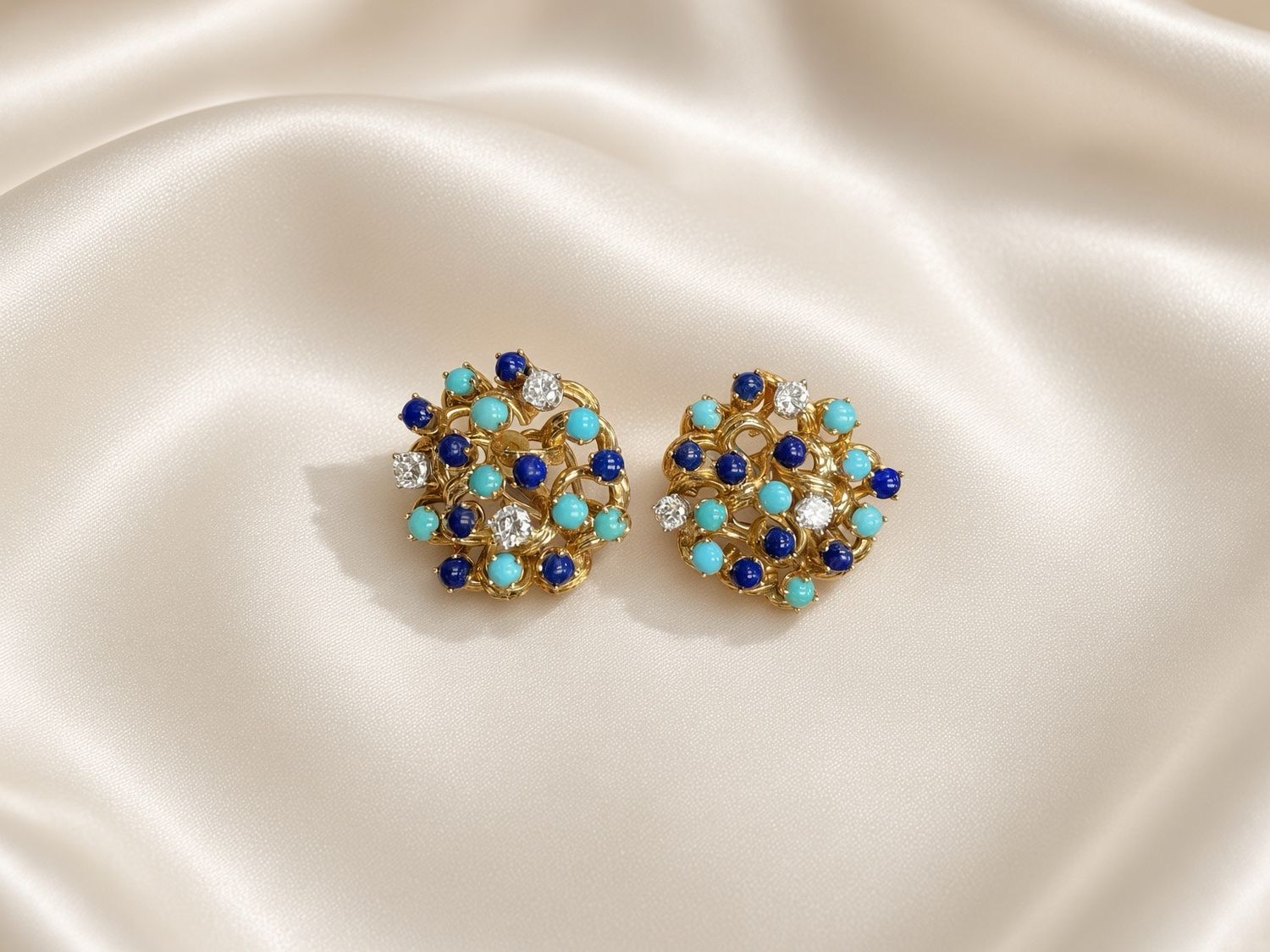 Vintage-Inspired Multi-stone Cluster Earrings