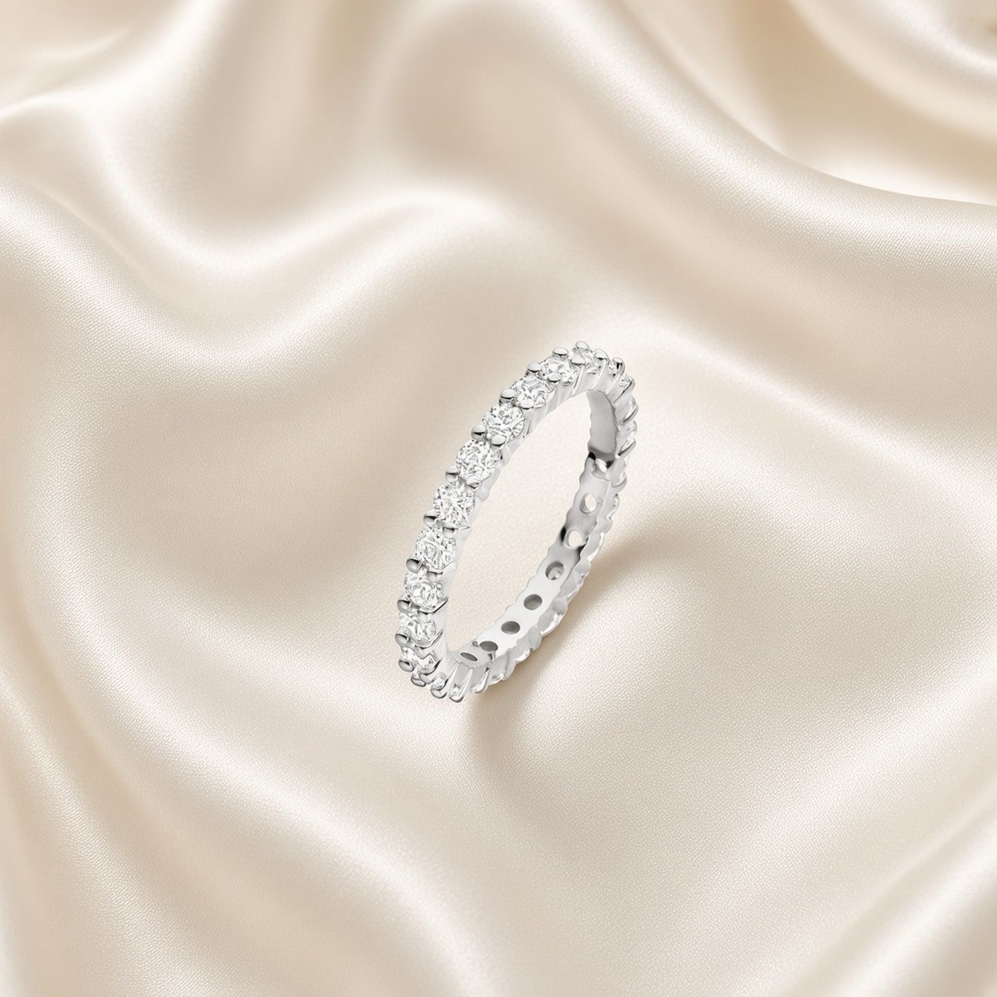 Silver 2.5mm Zirconia Eternity Band