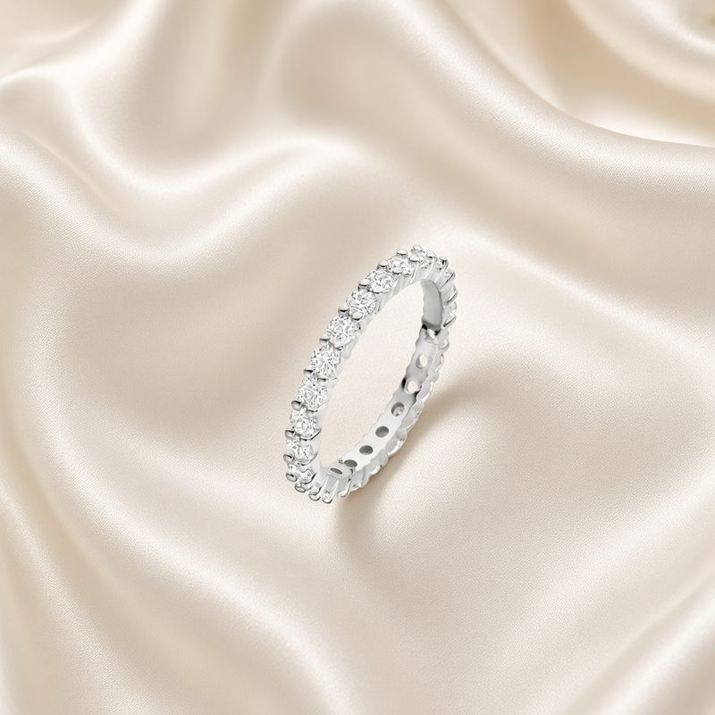 Silver 2.5mm Zirconia Eternity Band