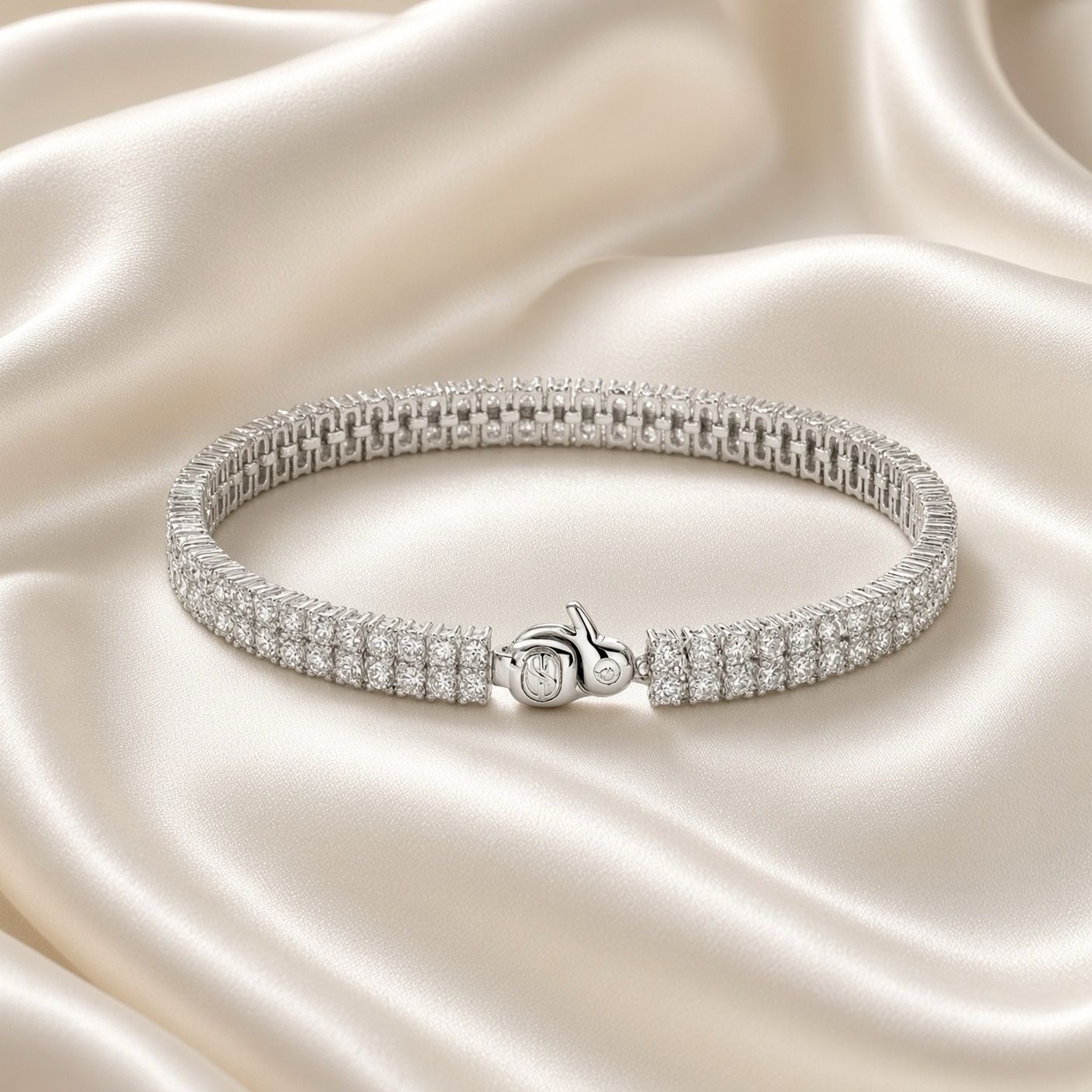 Silver Double Strand Tennis Bracelet