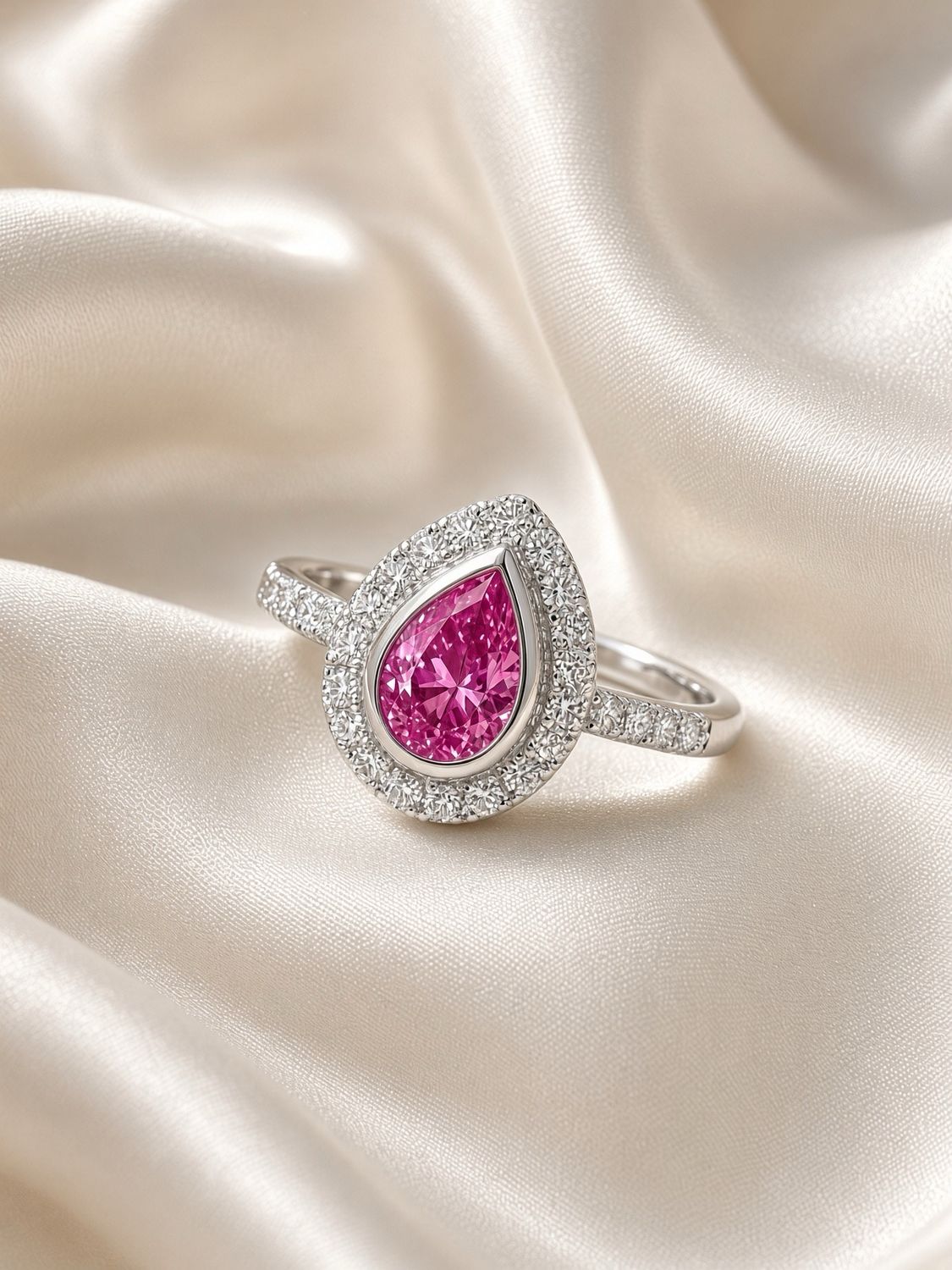 Pink Sapphire Teardrop Ring