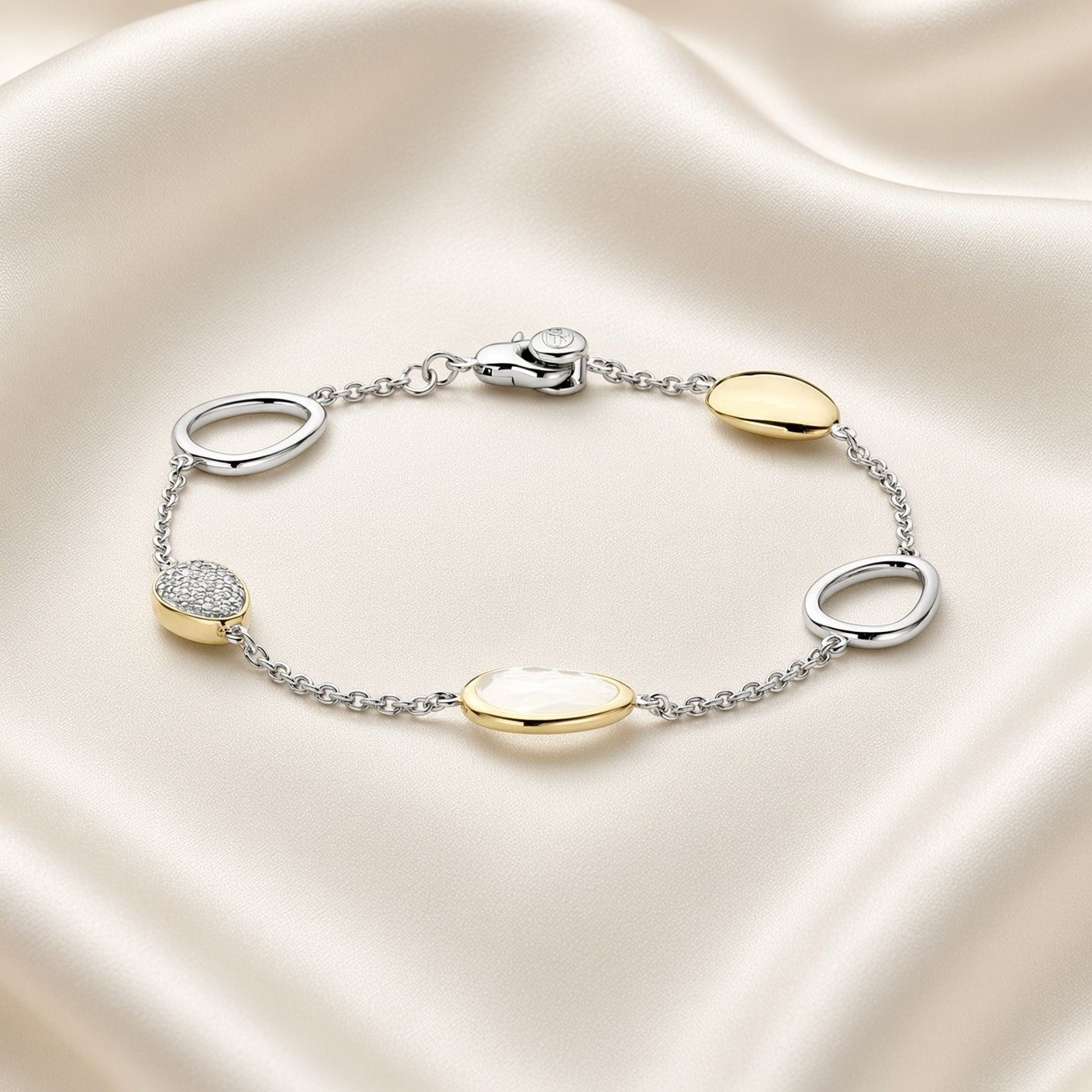 Five Station Two Tone Pebble Bracelet