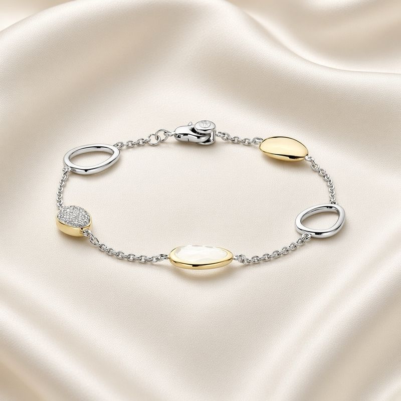 Five Station Two Tone Pebble Bracelet