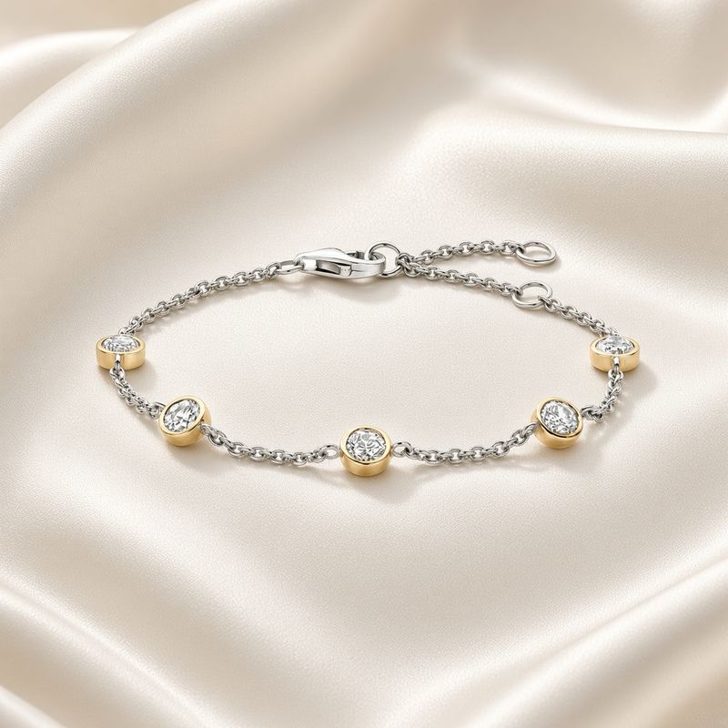 Two Tone Zirconia Station Bracelet