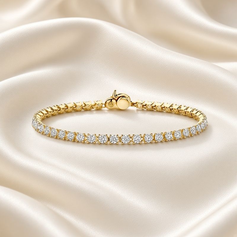 Yellow Gold Plated Zirconia Tennis Bracelet, 2.5mm
