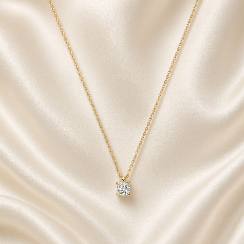 Yellow Gold Plated Dainty Solitaire Zirconia Necklace
