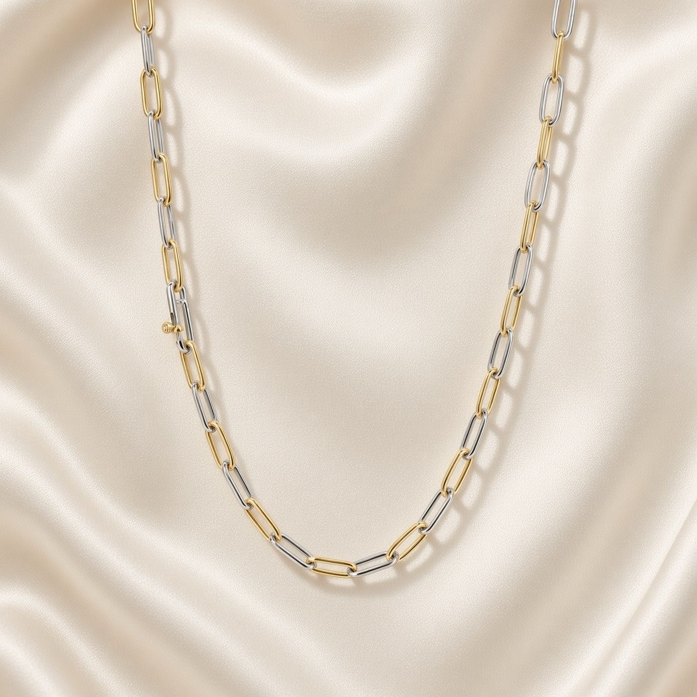 Two Tone Paperclip Necklace