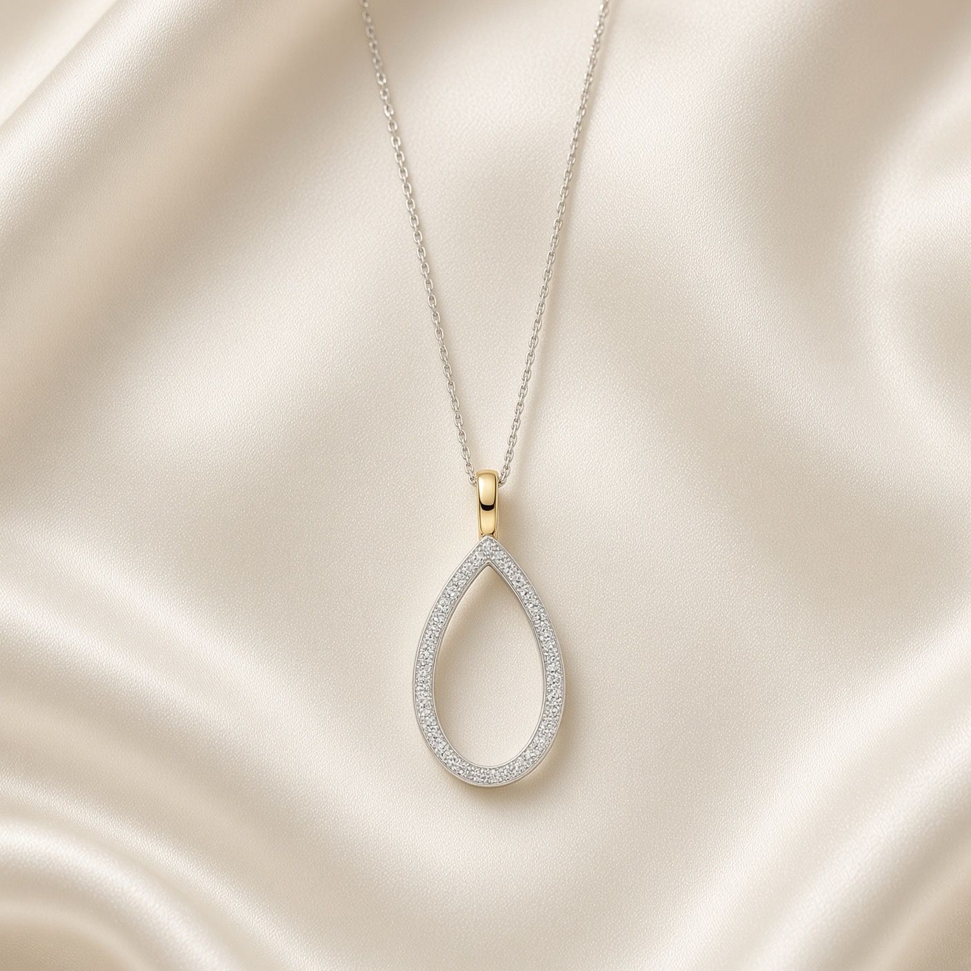Large Zirconia Tear Drop Necklace