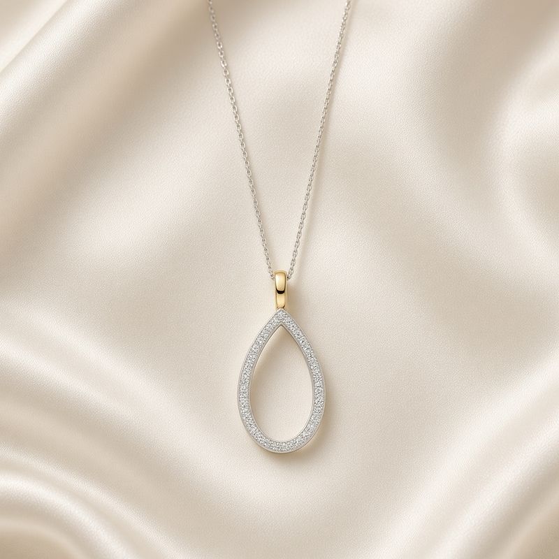 Large Zirconia Tear Drop Necklace
