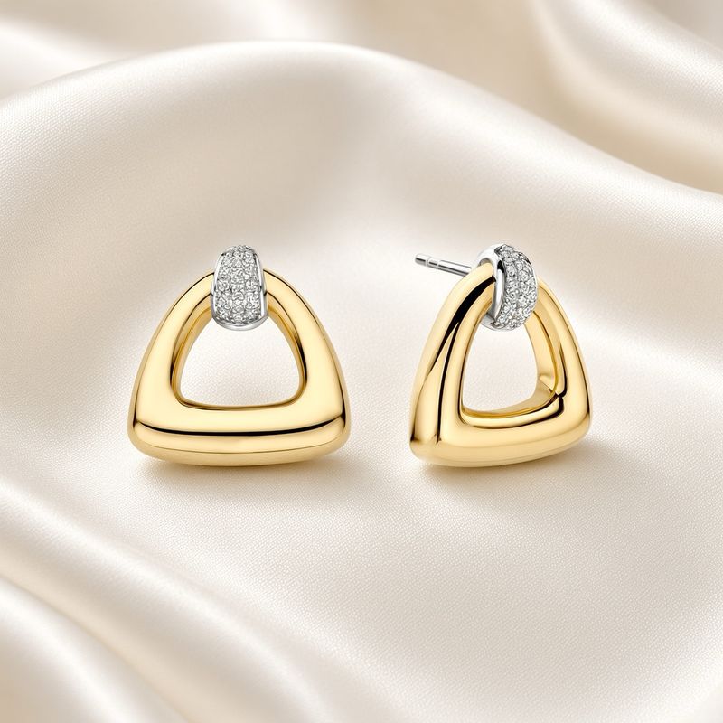 Yellow Gold Plated Chunky Triangle Earrings