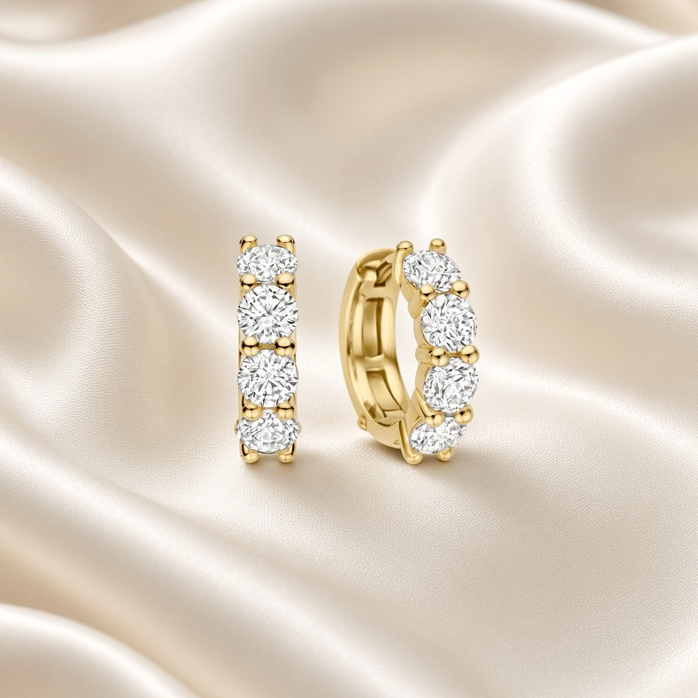 Yellow Gold Plated Zirconia Huggie Earrings