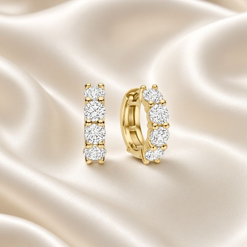 Yellow Gold Plated Zirconia Huggie Earrings