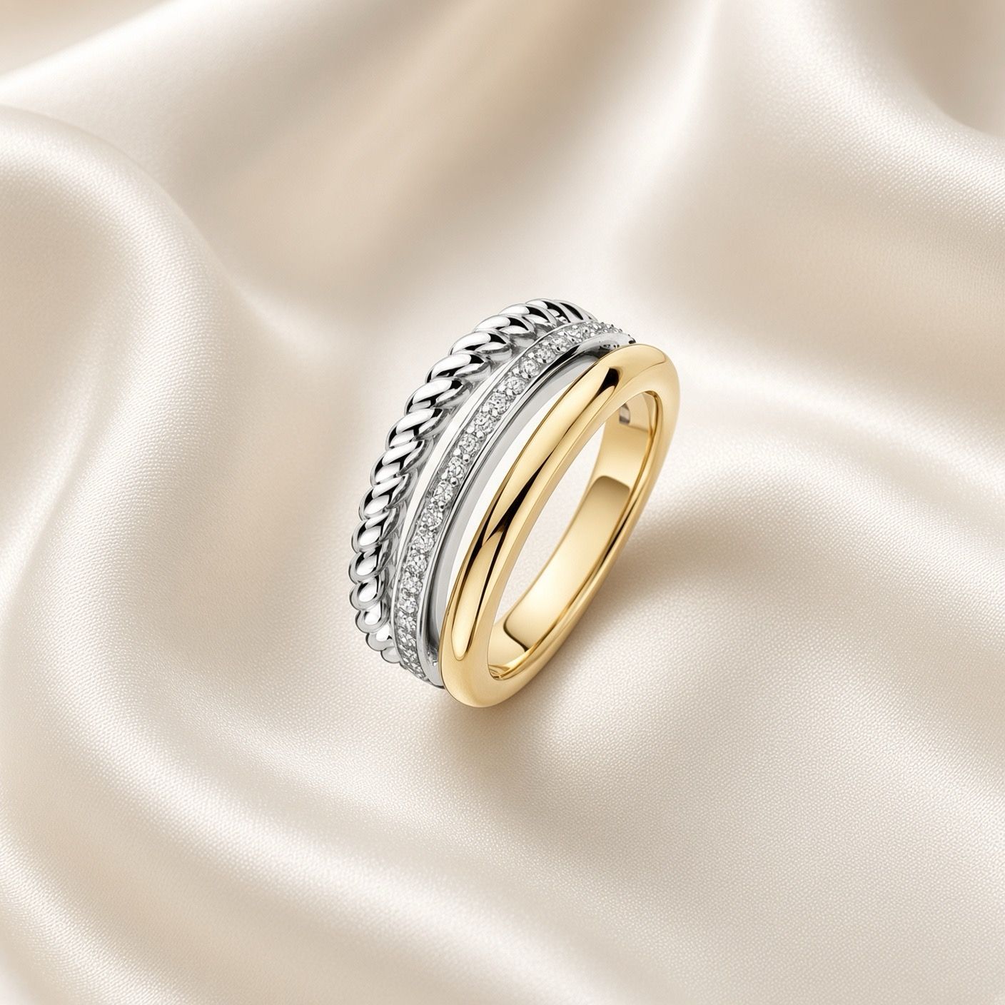 Textured Triple Row Ring