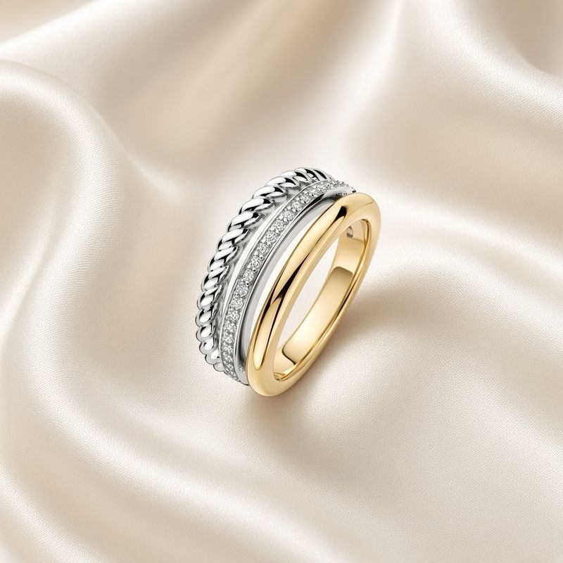 Textured Triple Row Ring