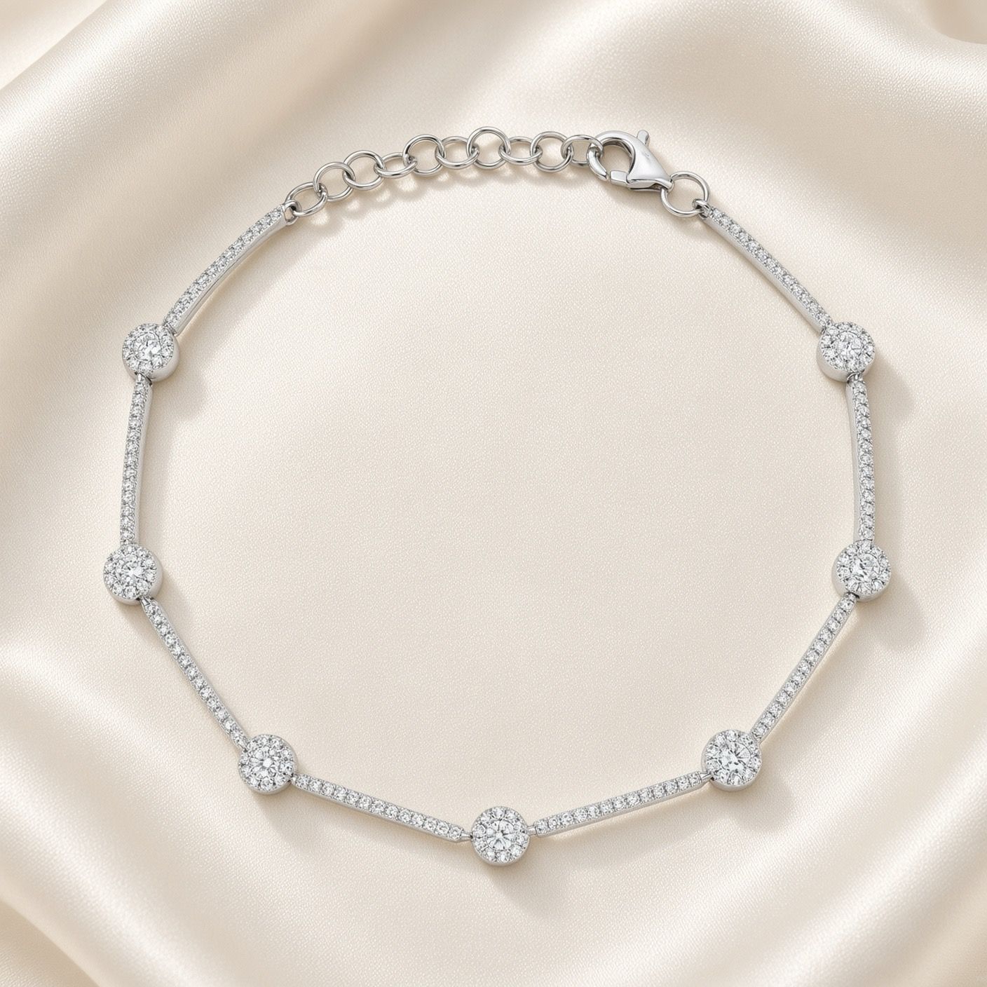 14K W/G Diamond Bracelet, D: 0.88ct