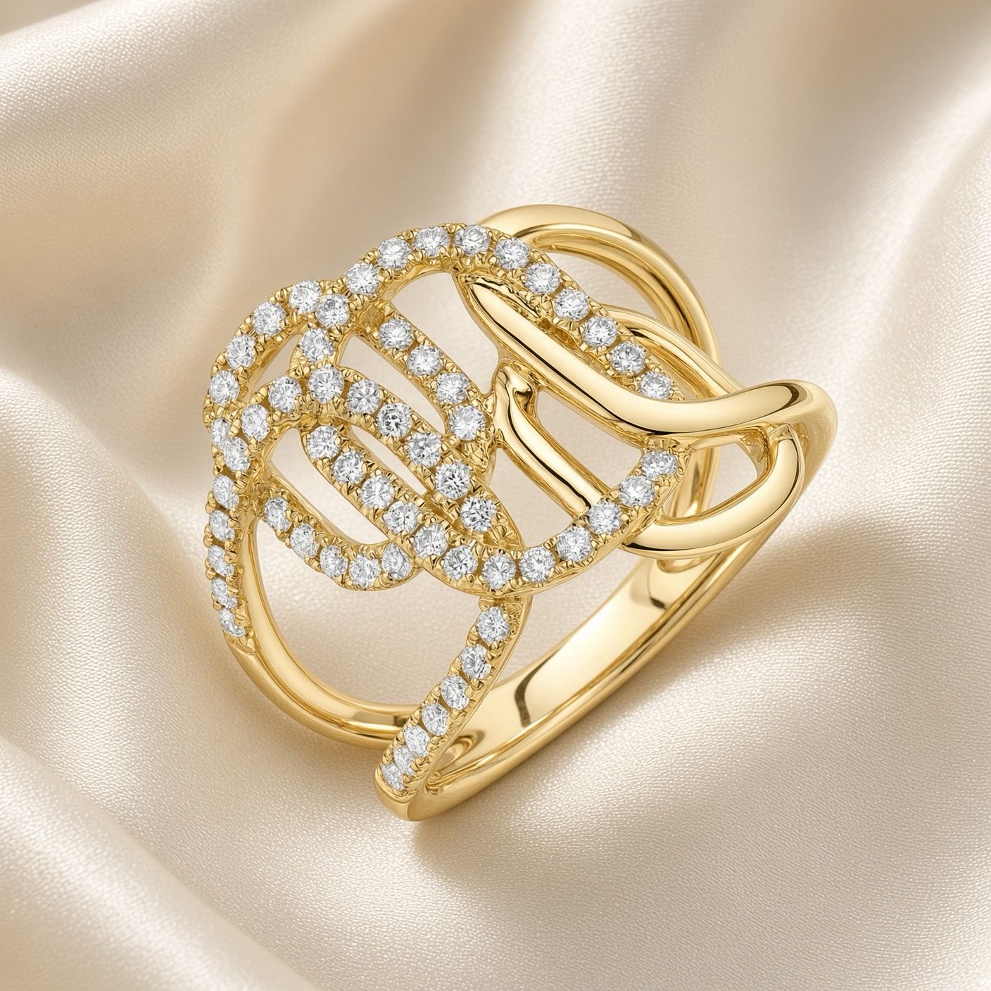 14K Y/G Signature Diamond Fashion Ring, D: 0.49ct