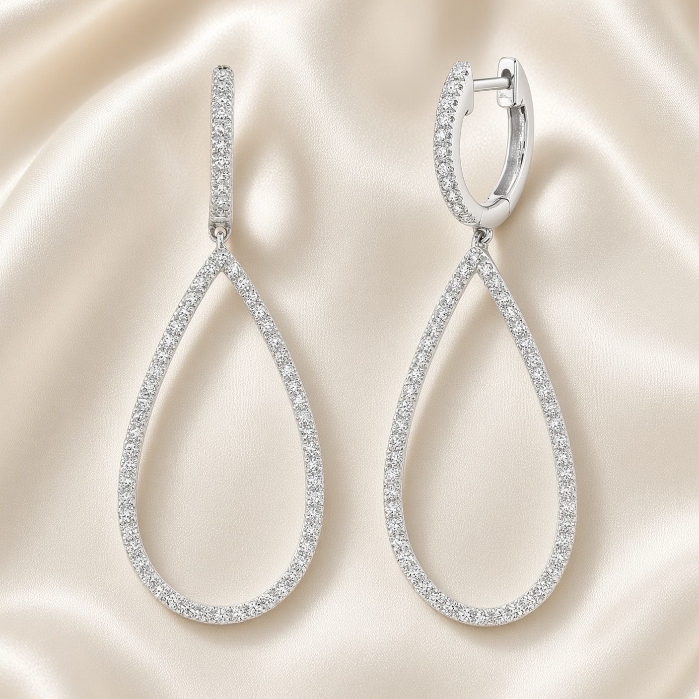 14K W/G Diamond Drop Earrings, D: 0.40ct