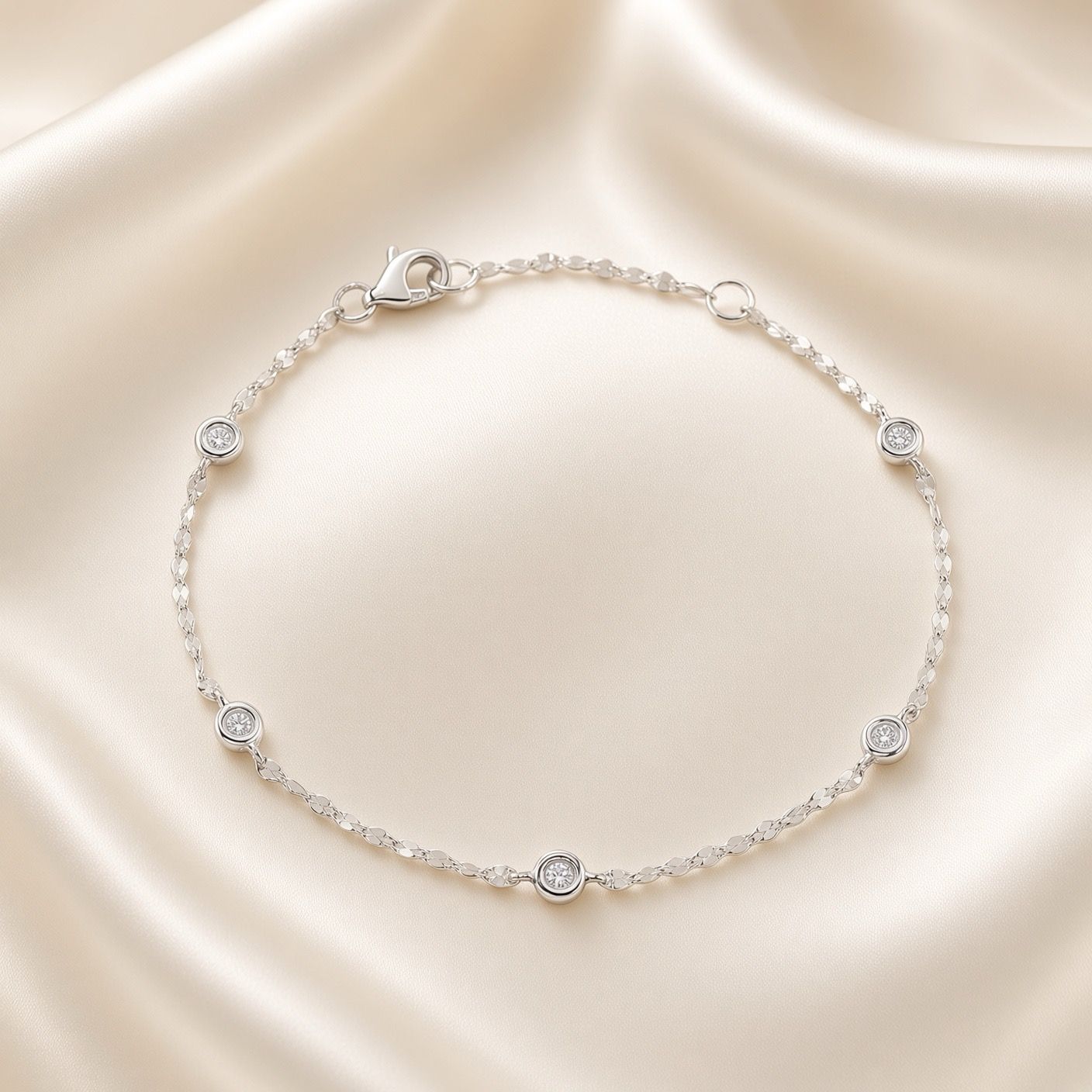 14K W/G Diamonds By the Inch Sparkle Chain Bracelet, D: 0.10ct