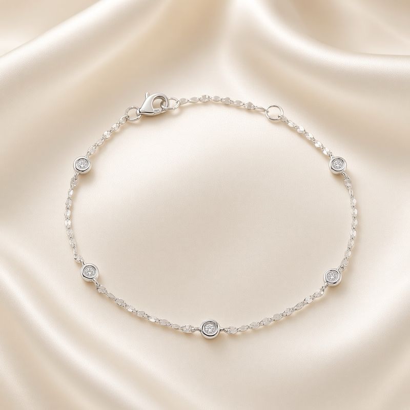 14K W/G Diamonds By the Inch Sparkle Chain Bracelet, D: 0.10ct