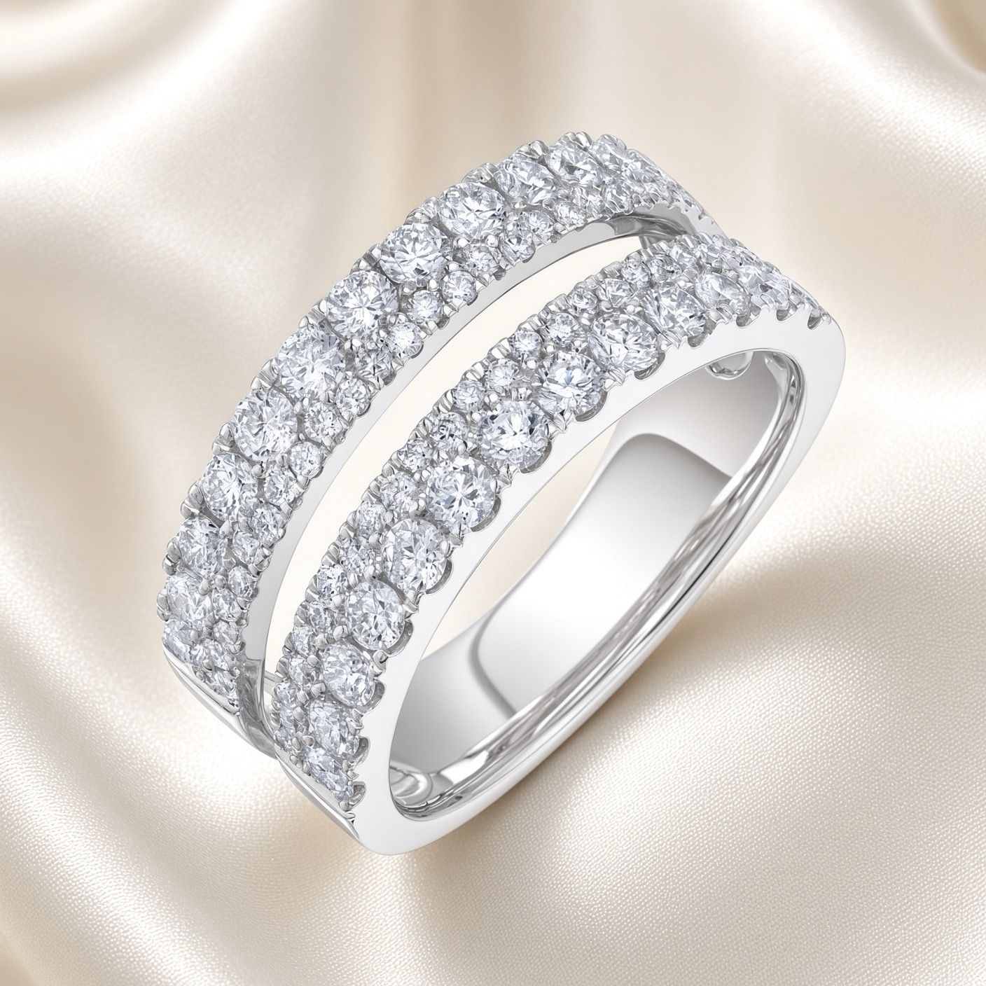 14K W/G Double Diamond Ring,  D: 1.28ct