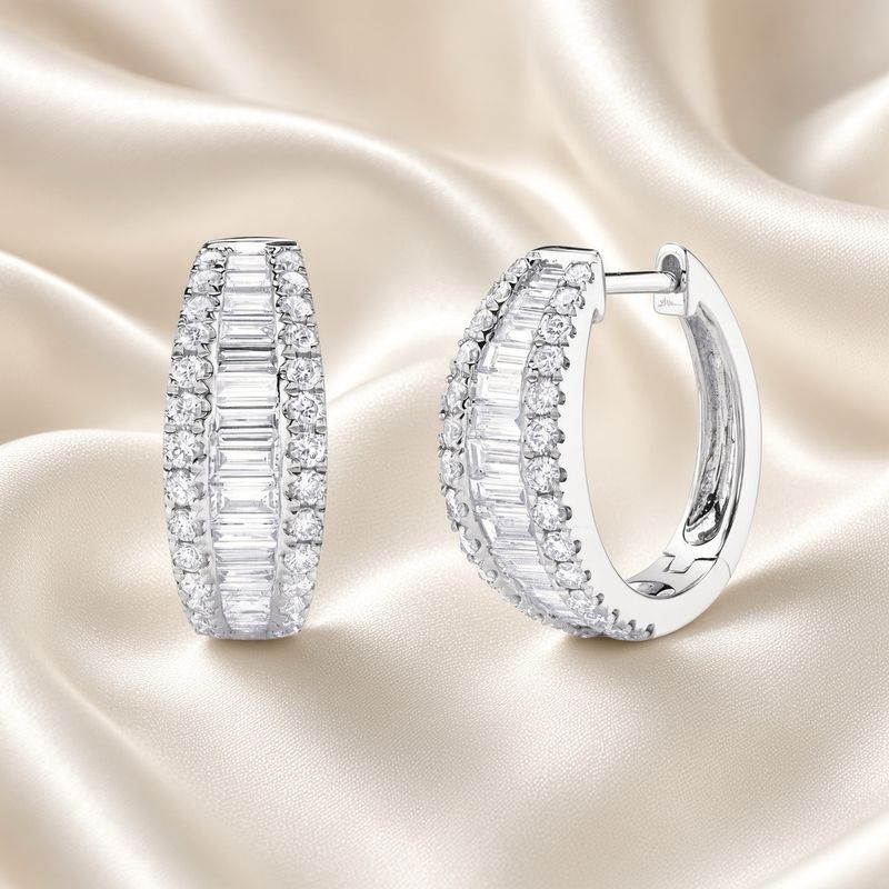 Diamond Baguette Huggie Earrings
