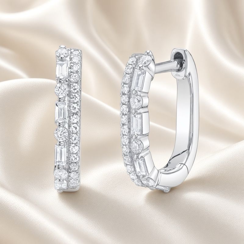 Diamond Baguette Oval Earrings