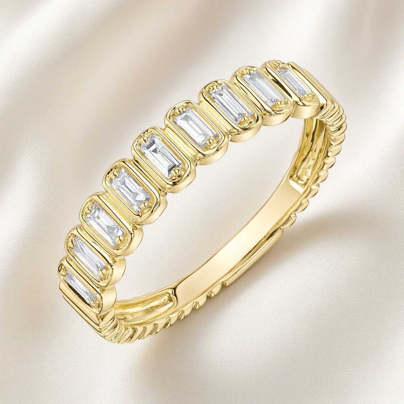 14K Y/G Diamond Baguette Band, D: 0.23ct