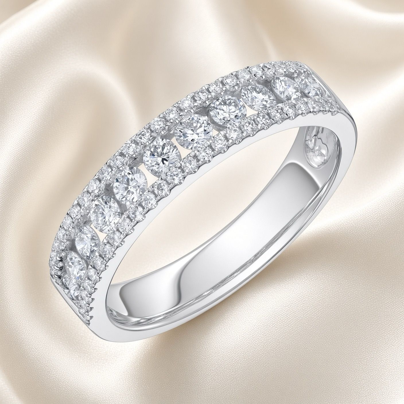 14k W/G Diamond Band, D: 0.65ct