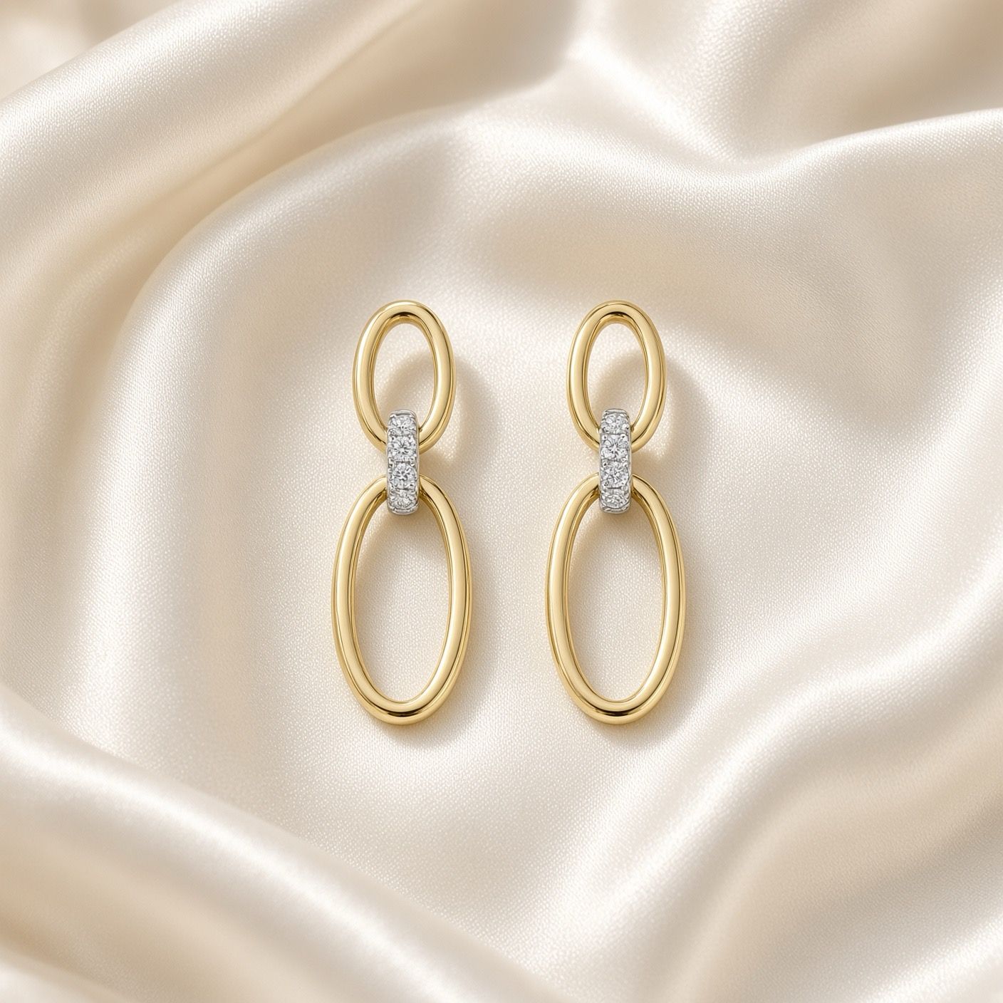 Diamond Accent Oval Drop Earrings