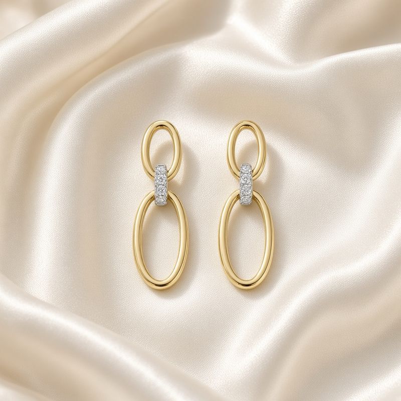 Diamond Accent Oval Drop Earrings Diamond Accent Oval Drop Earrings