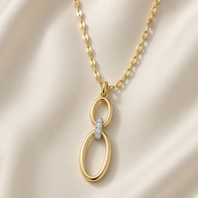 14K Y/G Diamond Oval Sparkle Necklace, D: 0.06ct