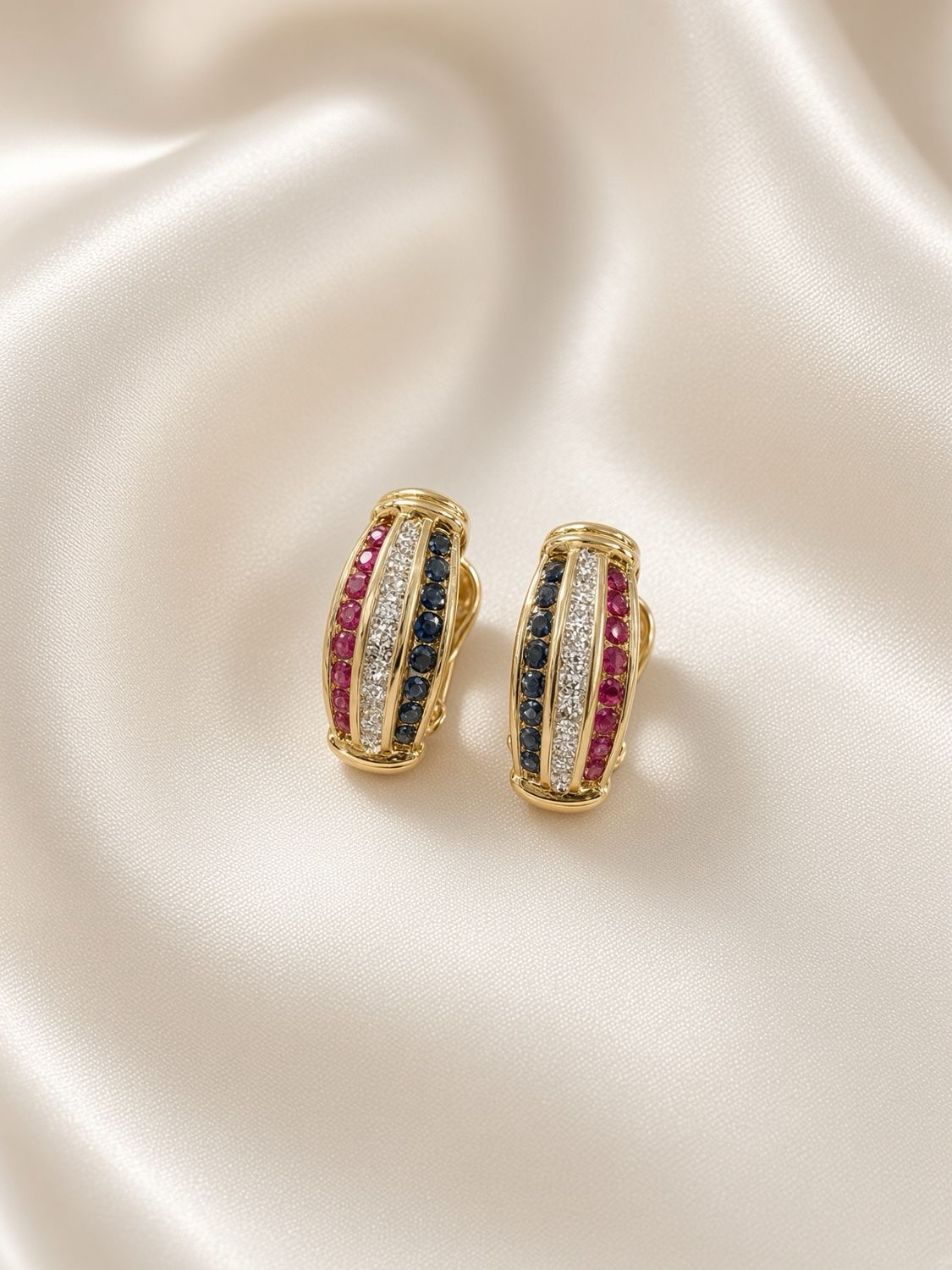 Multigemstone Half-Hoop Earrings