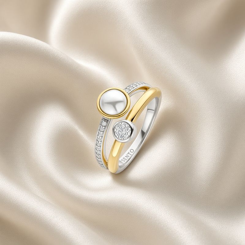 Zirconia Pearl Bypass Ring
