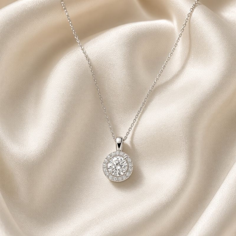 Silver Classic Zirconia Halo Necklace