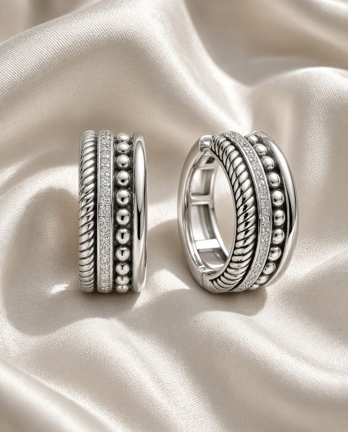 Silver Structured Hoops