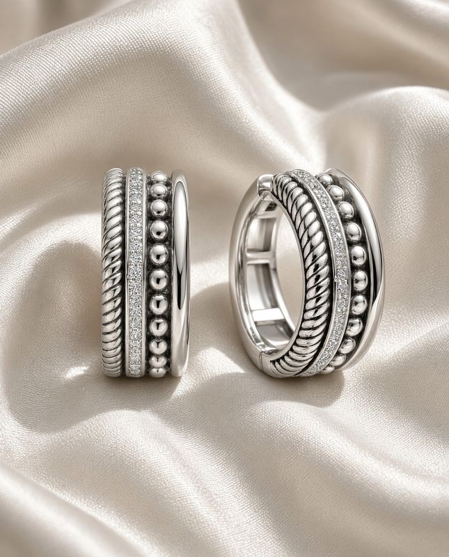 Silver Structured Hoops