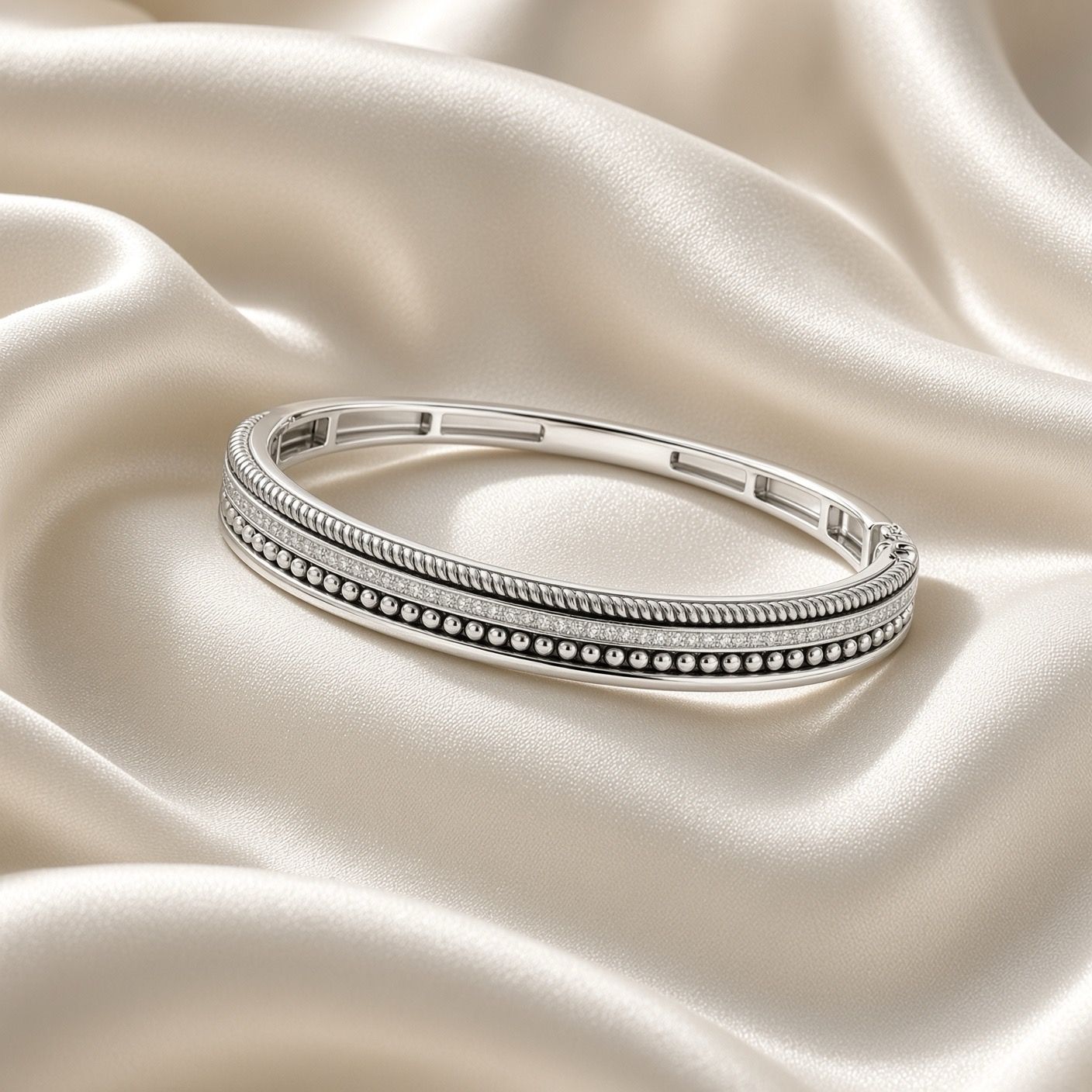 23093ZI- Silver Structured Bangle