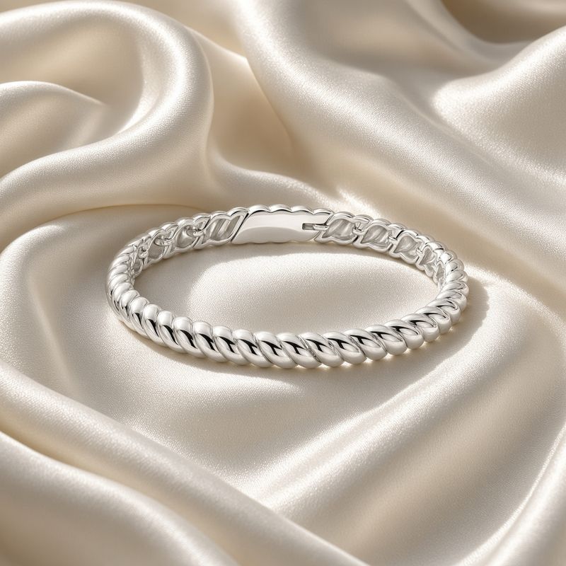 Silver Vintage Ribbed Bangle