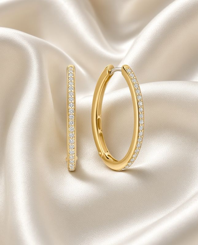 7789ZY- Vermeil Zirconia Oval Tennis Hoops, 25mm