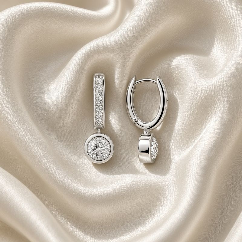 Silver Zirconia Dangle Hoops