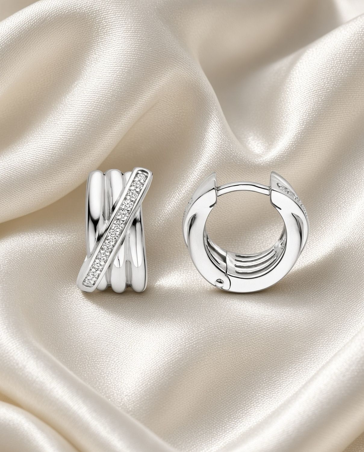 7960ZI- Silver Zirconia Crossover Huggies