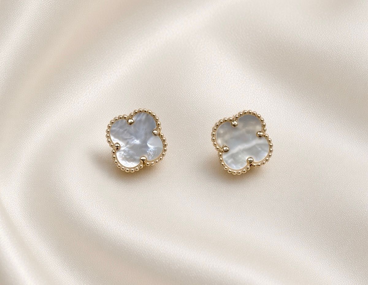 Mother Of Pearl Clover Earrings