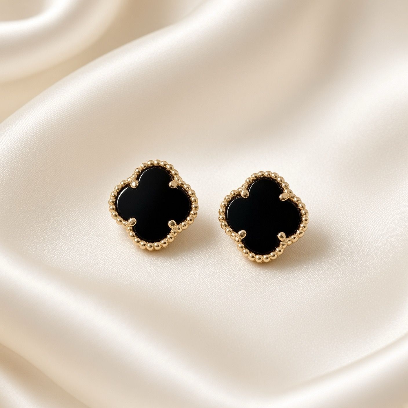 Onyx Clover Earrings