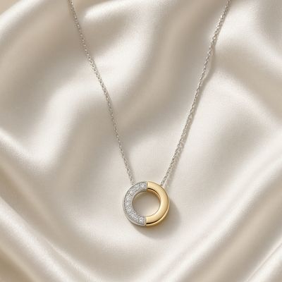 34120ZY- Contrast Zirconia Necklace